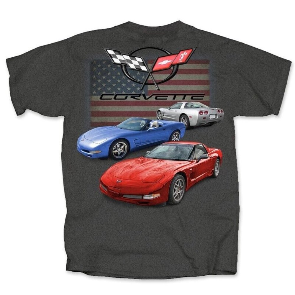Chevy Chevrolet Corvette C5 U.S. Flag Short Sleeve T-Shirt - NEW Fast Ship